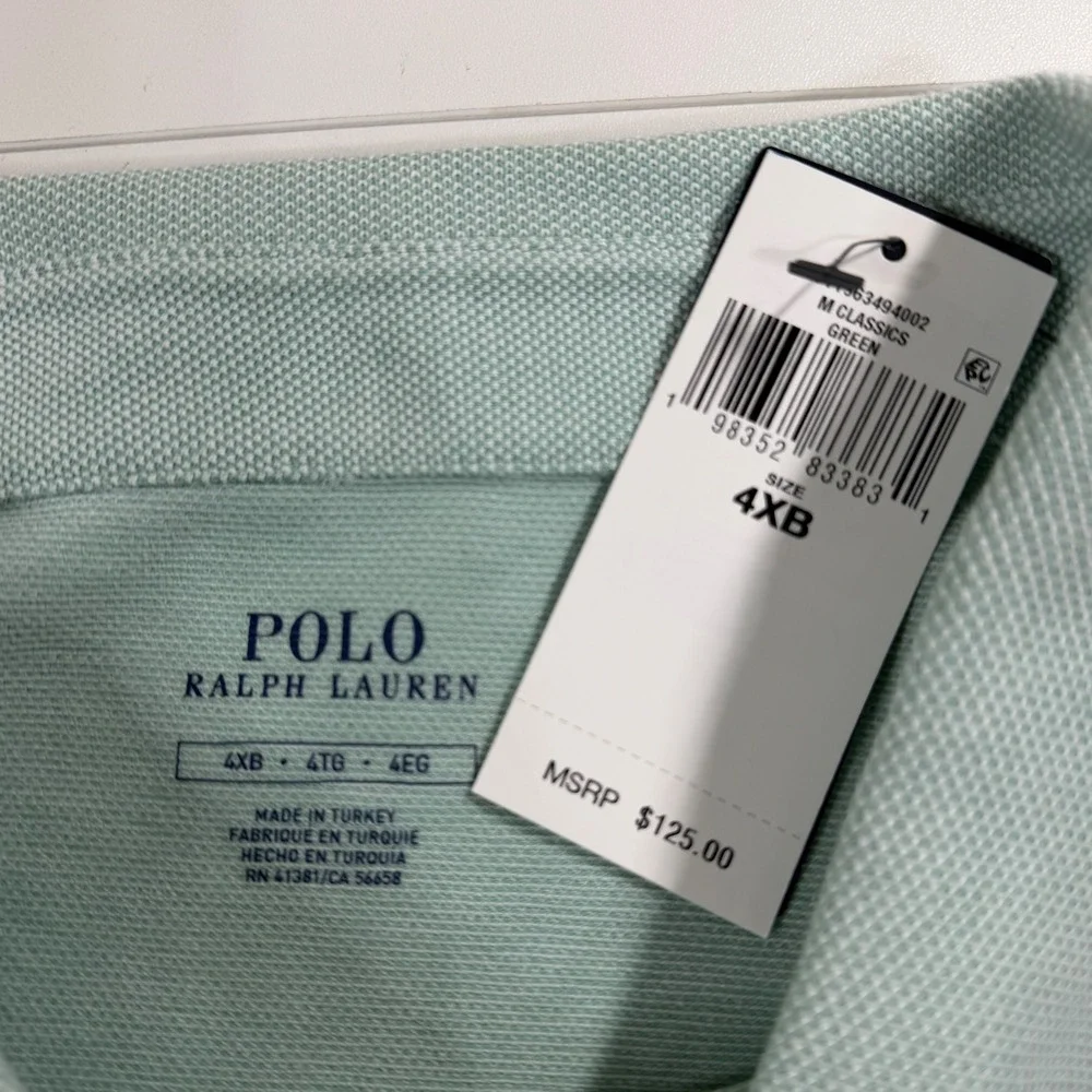 Polo Ralph Lauren Polo Shirt Mens 4XB Green Classic Fit Short Sleeve Big & Tall